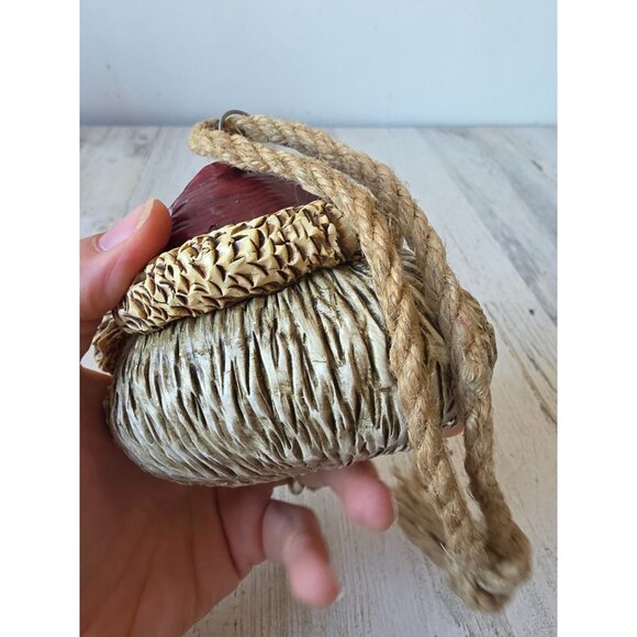 Vintage Anderson Santa head bust 2001 unique primitive rope hanging Xmas tree - Picture 5 of 9